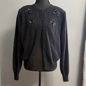 Vintage Colors of Benetton Black Cardigan with Embellished Details